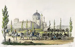 Karlskirche: Coach loaded with beer in front of the Karlskirche