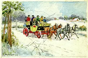 Snow Covered: A coach and four in snow-covered landscape