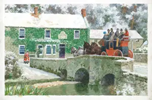 Bibury: Coaching scene at The White Swan, Bibury