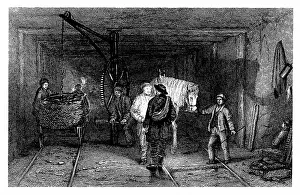 Baskets: Coal Mining: Underground scene showing full baskets