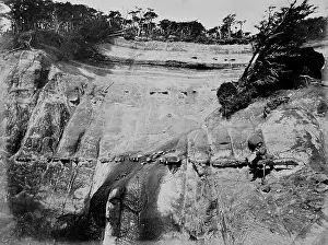 Magellan: Coal strata at coal mine, Sandy Point, Strait of Magellan