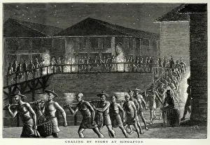 Coaling: Coaling by night at Singapore 1876