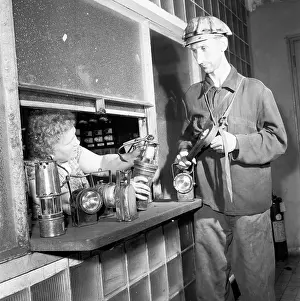 Kralupy: Coalminer - mine - lamp - lantern - head protection