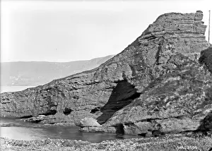 Sandstone: Coastal scene showing some geological feature on the sandsto