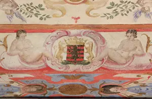 Ninon: Detail of coat of arms from a painted ceiling