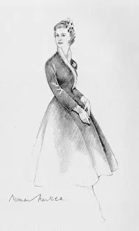 Coat and hat for Queen Elizabeth II by Norman Hartnell