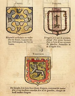 Sisera: Coats of arms of Biblical figures Jael, Judith and Tomyris