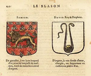 Slingshot: Coats of arms of Biblical figures Samson, and