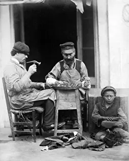 Cobbler: Cobblers at work, Naples, Italy