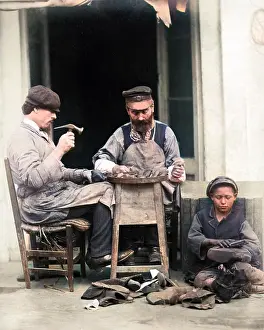 Skilled: Cobblers at work, Naples, Italy