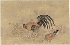Cockerel: Cockerel and Hen - Japanese print