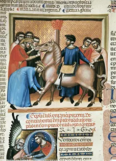 Bizantium: Codex Justinianus (1350). Selling a horse. Byzantine