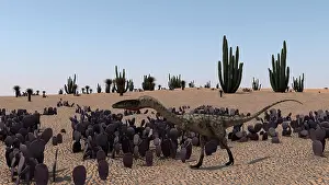 Coelophysis: Coelophysis running through a desert