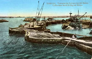 Exploded: Cofferdam work to raise USS Maine, Havana harbour, Cuba