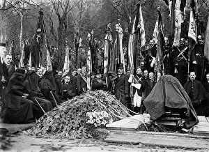 Semicircle: The coffin of Friedrich Ebert is above the open grave