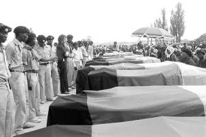 Duradingwe: Coffins at a mass funeral in Alexandra. The deaths