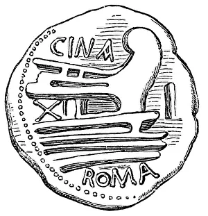 Epigraphs: Coins, Roman empire, image of a ram bow