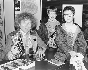 Anorak: Colin Baker as Dr Who, with two young fans