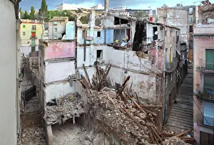 Abandonment: Collapsed building, Old Town, Tortosa, Tarragona, Spain