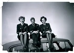 Relaxed: Three colleagues at Lessingen, Germany, WW2