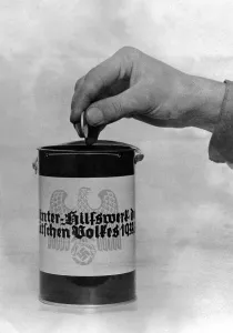 Charitable: Collection bin of the Winter Relief, 1933