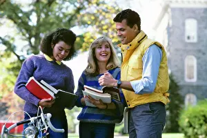 Afro American: Three College Students Comparing Notes on Campus