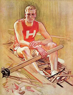 Rower: Collegiate Rower with Oar from Harvard