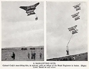 Colonel Cody's man lifting box kites