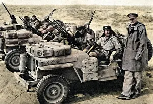 Parachutists: Colonel David Stirling with a patrol in the desert