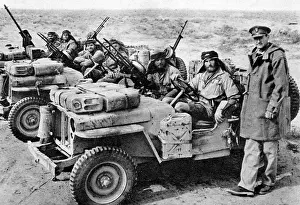 Parachutists: Colonel David Stirling with a patrol in the desert