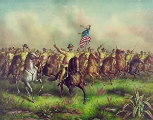 Puerto: Colonel Theodore Roosevelt leading the Rough Riders