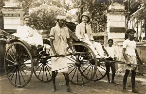 Colombo: Colonial passengers in rickshaw, Ceylon (Sri Lanka)