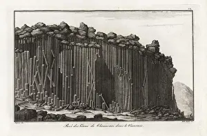 Vivarais: Colonnade of basalt prisms near the extinct volcano