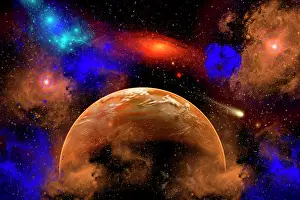 Variation: A colorful star system illuminated by different colored ?