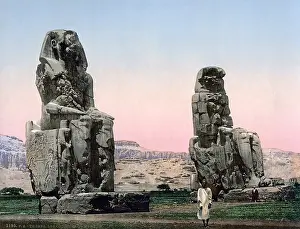 Colossi: The Colossi of Memnon, Egypt, circa 1890s