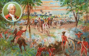 Plassey: Colour illustration of the Battle of Plassey