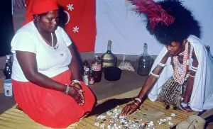Sangoma: Colour photo of sangoma throwing the bones for