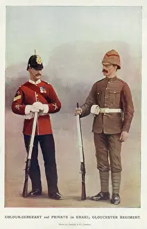 Khaki: Colour-Sergeant and Private in khaki, Gloucester Regiment