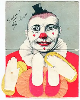 Inserts: Colourful clown on a novelty postcard