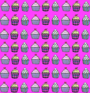 Cakes: Colourful fairycakes repeating pattern
