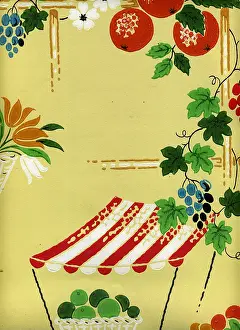 X100550: Colourful grocery wallpaper design by Duke