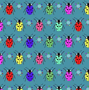 Repeating: Colourful ladybirds pattern