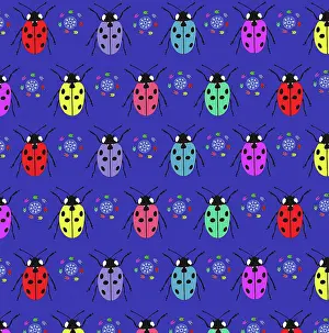 Repeating: Colourful ladybirds pattern