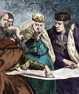 1492: Columbus with Isabella and Ferdinand of Spain