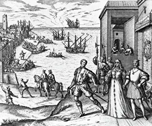 1492: Columbus Leaving Spain, Illustration 1800