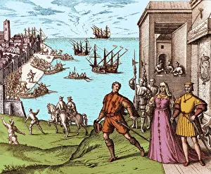 1492: Columbus Leaving Spain, Illustration 1800