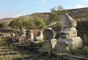 Cuenca: Column bases, Valeria Roman site, Castilla-La Mancha, Spain