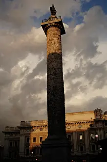 Carrara: The Column of Marcus Aurelius. Piazza Colonna. Rome. Italy