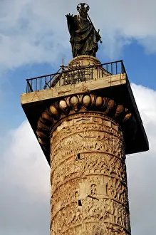 Carrara: The Column of Marcus Aurelius. Piazza Colonna. Rome. Italy