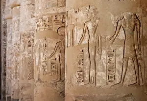 Usermaatre: Columns, Temple of Ramesses III, Medinet Habu, Thebes, Egypt